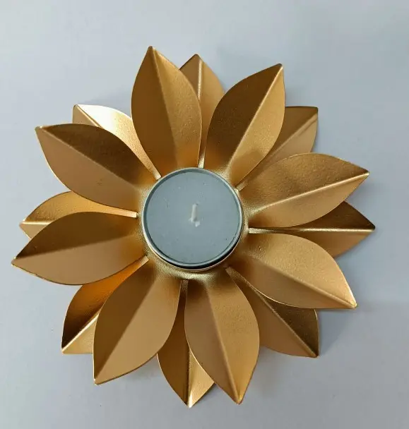 Gold Metal Flower Holder — Handcrafted Export Product by NXTGENEXPORTS, Moradabad